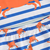Boys Ocean Adventure Rash Guard Swim Set Tropical Fish Print Short Sleeve T-shirt