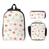 3 Pcs/Set Fruit Pattern Backpack Student Girls Bookbag