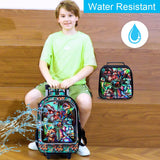 3 Pcs Boys Rolling Backpack Cool 3D Dinosaur Roller Wheels Kids Bookbag