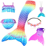 10 Pcs/set Kid Girl Swimming Mermaid Tail Girls Halloween Costume Cosplay Swimsuit