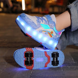 Children's Sneakers Roller Shoes With 4 Wheel Outdoor Parkour Skates Dual-Use Kids Girls Boys Roller Skates Glowing LED Light