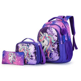 3Pcs/set Mermaid School Backpack Set Cute Kids Cartoon Book Bag
