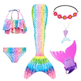 Kid Girls Mermaid Tail Swimsuit Little Mermaid Costume Cosplay 6Pcs/set