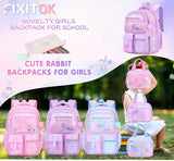 3Pcs/Set Student Girls Backpack Cute Princess Large Capacity Schoolbag