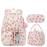 3 Pcs/Set Kid Girl Corduroy Flower Backpack Lunch Box Pencil Bag School Bookbag
