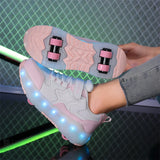 Kid Boy Girl Led Sneakers USB Charging Luminous Sport Roller Shoes