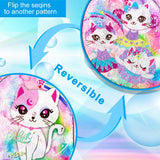 4PCS Kids Girl Rolling Backpack Cute Cat Sequin Wheeled Bookbag