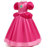 Dreamy Carnival Cosplay Game Costume Kids Girls Peach Princess Dress For Children Halloween Birthday Party Performance Clothes