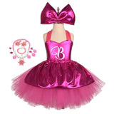 1-12T Kid Girl Princess Rosy Letter B Tutu  Birthday Party Halloween Dresses