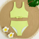 High Waist Bikini 2026 Printed Girls Swimsuit Kids Swimwear Female Children Bathers