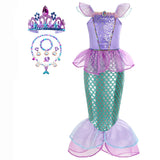 Kid Girl Little Mermaid Ariel Princess Carnival Summer Purple Dress