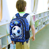 3PCS Kid Boys Rolling Backpack Soccer Roller School Bookbag