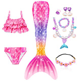 10 Pcs/set Kid Girl Swimming Mermaid Tail Girls Halloween Costume Cosplay Swimsuit