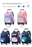 Kid Girl Butterfly Roller Wheeled Backpack Large Capacity Space Schoolbags