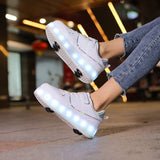 Kid Boy Girl Roller Skate Flashing Light 4 Wheel Roller Shoes