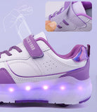 Kid Girl Boy Luminous Roller USB Charge Light Up Skate Shoes