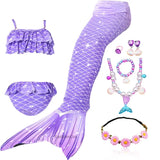 10 Pcs/set Kid Girl Swimming Mermaid Tail Girls Halloween Costume Cosplay Swimsuit