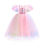 Kids Unicorn Costume LED Light Up Dress Sparkly Sequin Tulle Gown for Girls Fancy Dress for Wedding Guest Pageant Carnival