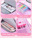 Gradient 3-piece School Bag Set Girls College Style Large Capacity Rainbow Backpacks