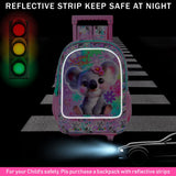 3PCS Kid Girl Rolling Backpack Cute Koala Wheeled Bookbag