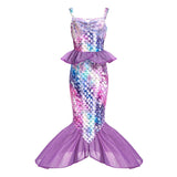 Kid Girl Princess Mermaid Carnival Ariel Cosplay Dress for Halloween Party Ball
