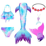 Kid Girls Mermaid Costume Swimsuit Mermaid Tail Swimwear 6 Pcs/SET