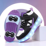 Kid Boy Girl 4 Wheels Luminous Glowing Sneakers Led Light Roller Skate Shoes