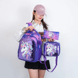 3Pcs/set Mermaid School Backpack Set Cute Kids Cartoon Book Bag