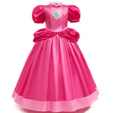 Dreamy Carnival Cosplay Game Costume Kids Girls Peach Princess Dress For Children Halloween Birthday Party Performance Clothes