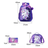 3Pcs/set Mermaid School Backpack Set Cute Kids Cartoon Book Bag