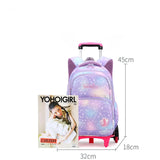 Kid Girl Backpack Trolley Wheeled School Bags Cute Princess Bookbags