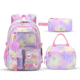 3 Pcs/Set Kid Girl Gradient School Bags Waterproof Students Backpack