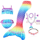 10 Pcs/set Kid Girl Swimming Mermaid Tail Girls Halloween Costume Cosplay Swimsuit