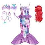 Kid Girl Princess Mermaid Carnival Ariel Cosplay Dress for Halloween Party Ball