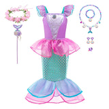 Kid Girl Party Fishtail Mermaid Princess Dresses Cosplay Halloween Merman Dress