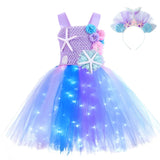 12M-12T Kid Baby Girls Mermaid Glowing Tutu Halloween Ariel Party Dresses