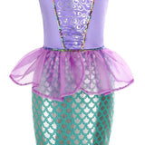 Kid Girl Little Mermaid Ariel Princess Carnival Summer Purple Dress