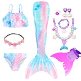 10 Pcs/set Kid Girl Swimming Mermaid Tail Girls Halloween Costume Cosplay Swimsuit