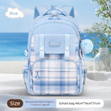 Girls Primary Middle School Cute Plaid Schoolbags Lightweight Waterproof Backpack