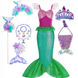 Kid Girl Little Mermaid Ariel Princess Carnival Summer Purple Dress