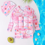 Kid Baby Girl Boy Buoyancy One-piece Floating Guards Cartoon Swimsuit