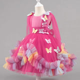 1-6Y Kid Baby Girl Birthday Party Wedding Sleeveless Butterfly Mesh Fluffy Princess Dresses