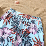 Family Matching Mom Daughter Swimwear Floral Pattern Ruffle One-Piece Swimsuit