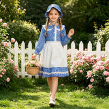 5-12Y Kid Girls Colonial Pioneer Prairie Maid Dress Halloween Carnival Party Cosplay
