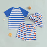 Boys Ocean Adventure Rash Guard Swim Set Tropical Fish Print Short Sleeve T-shirt