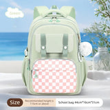Girls Primary Middle School Cute Plaid Schoolbags Lightweight Waterproof Backpack