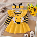 0-18M First Halloween Baby Girl Outfit Long Sleeve Romper Ladybug Suspender 3 Pcs Set