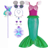 Kid Girl Little Mermaid Ariel Princess Carnival Summer Purple Dress