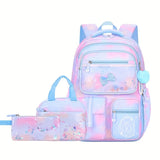 3Pcs/Set Student Girls Backpack Cute Princess Large Capacity Schoolbag