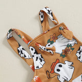 0-4Y Toddler Baby Girls Halloween Overalls Ghost Pumpkin Pants